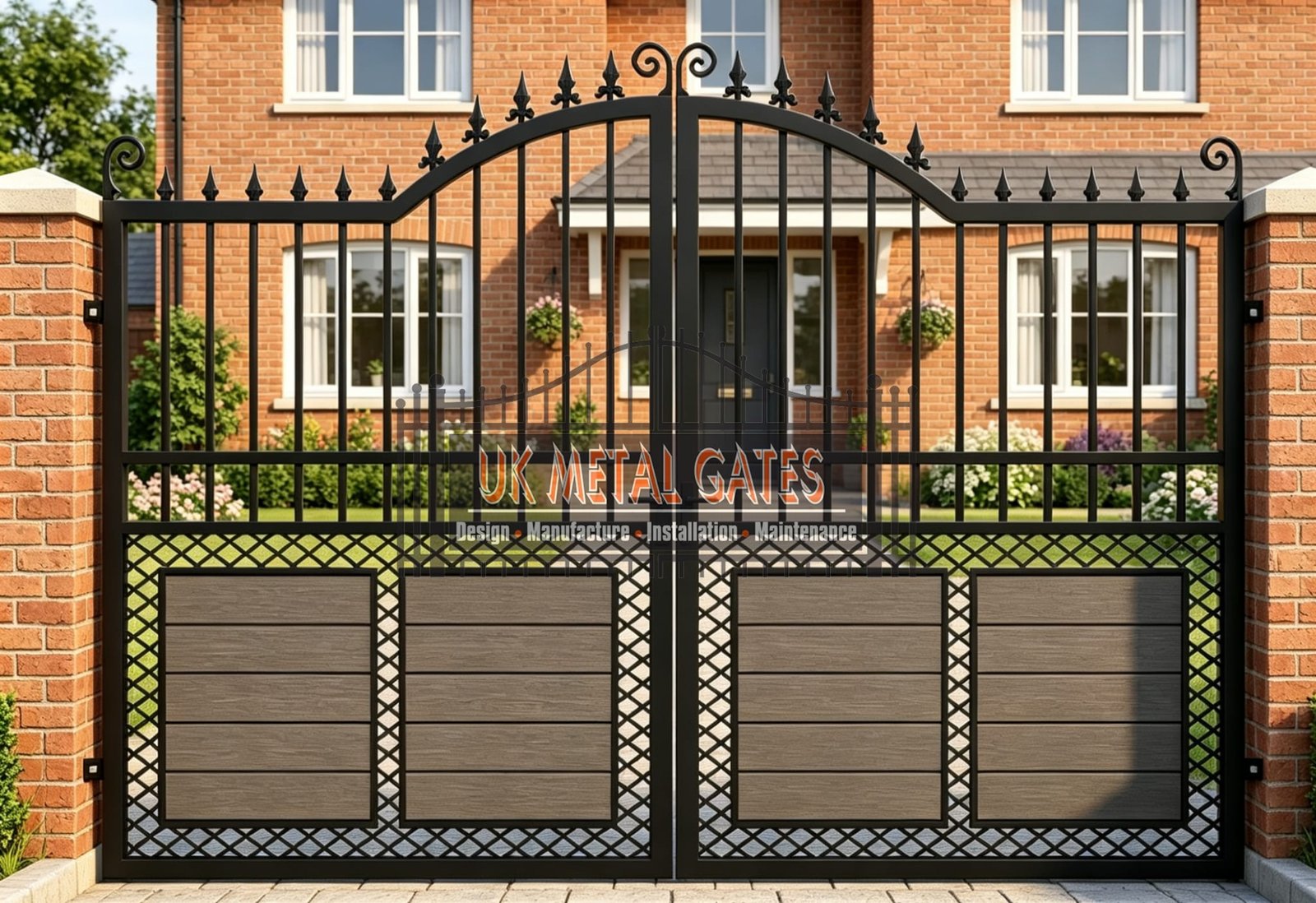 Composite Driveway Gate CDG70 | Traditional Scrollwork | Made to Measure UK