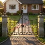 Decorative Wrought Iron Driveway Gates with Heart Scrolls UKMDG63