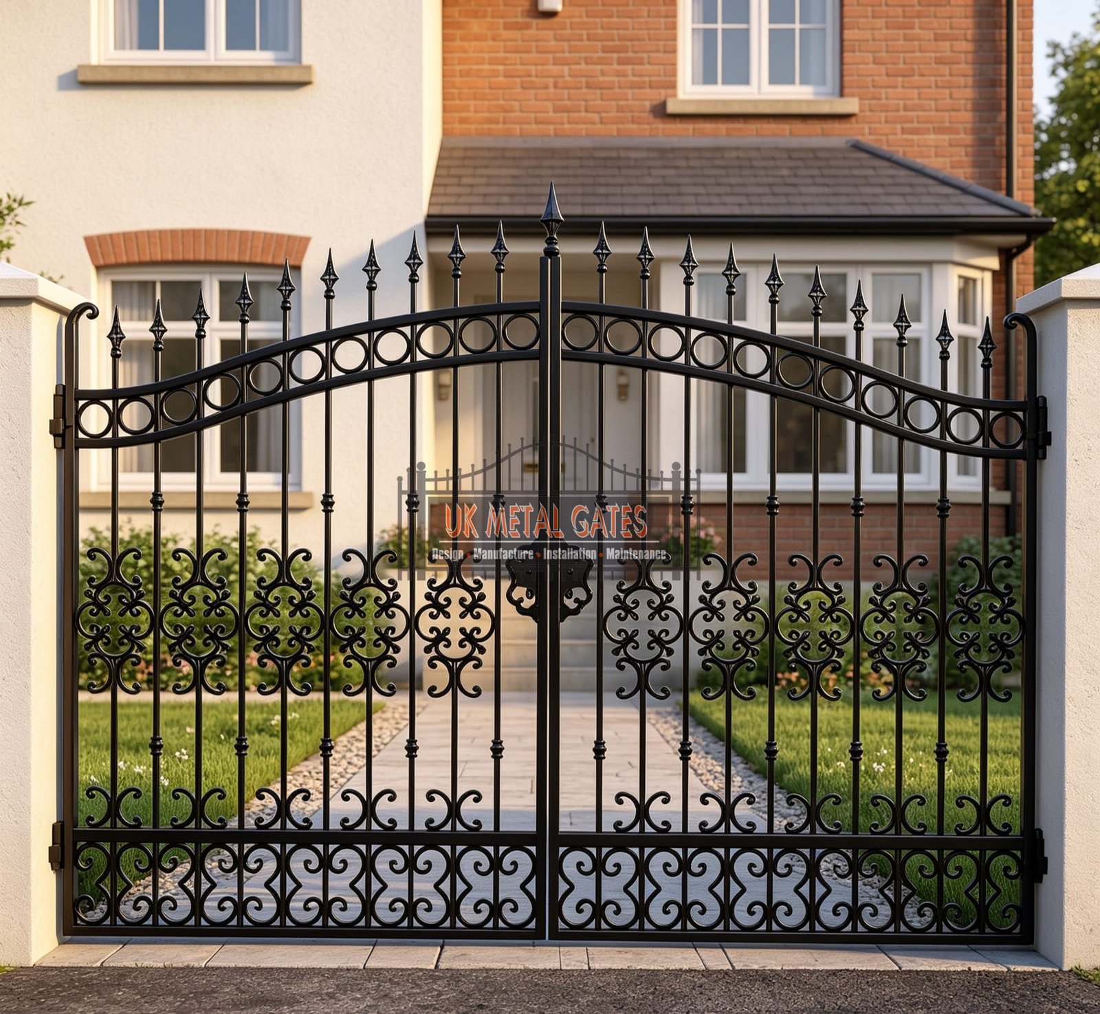 Decorative Wrought Iron Estate Gates with Scrollwork UKMDG85