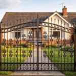 Fleur-de-Lis Arched Wrought Iron Driveway Gates UKMDG77