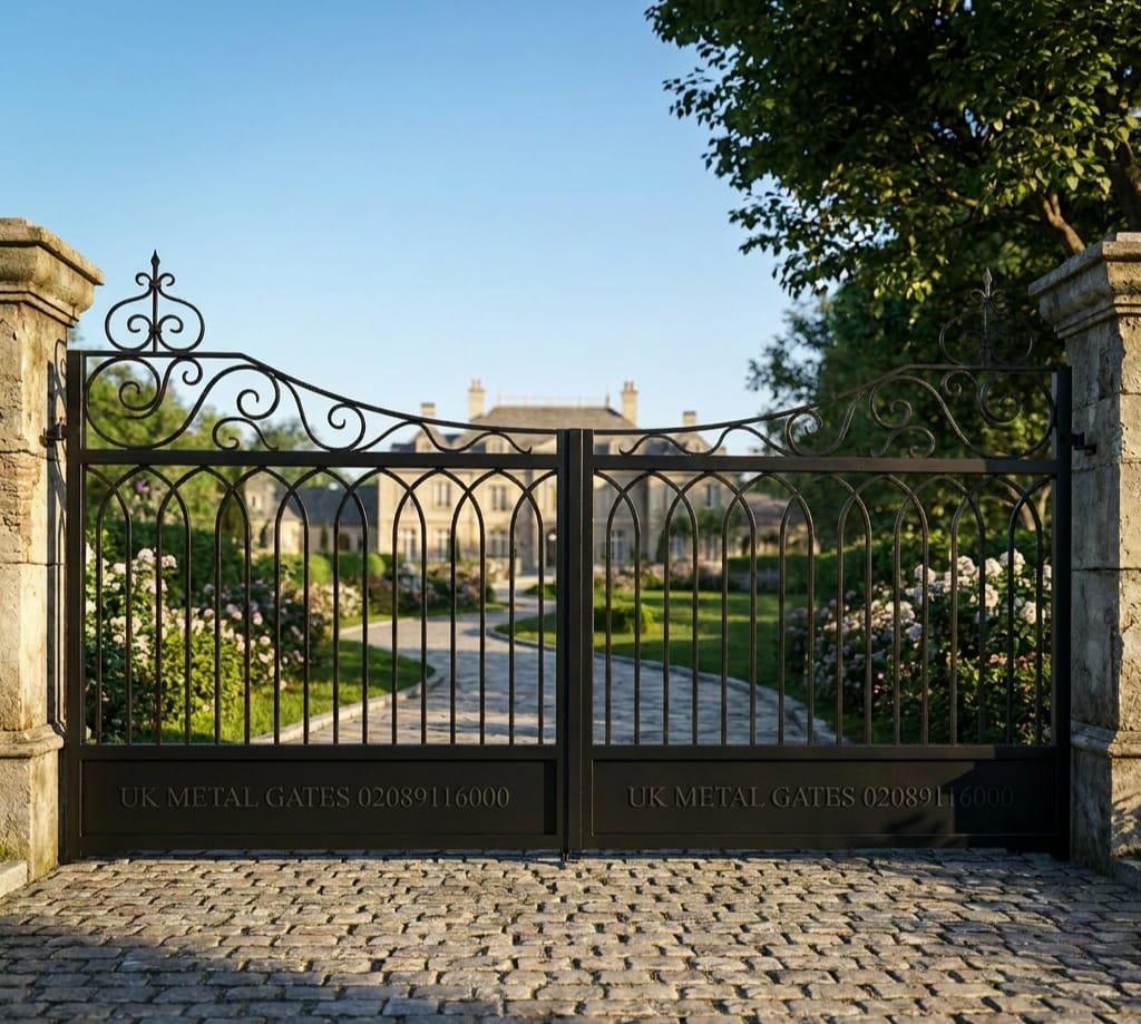 Gothic Arch Style Metal Driveway Gates UKMDG44