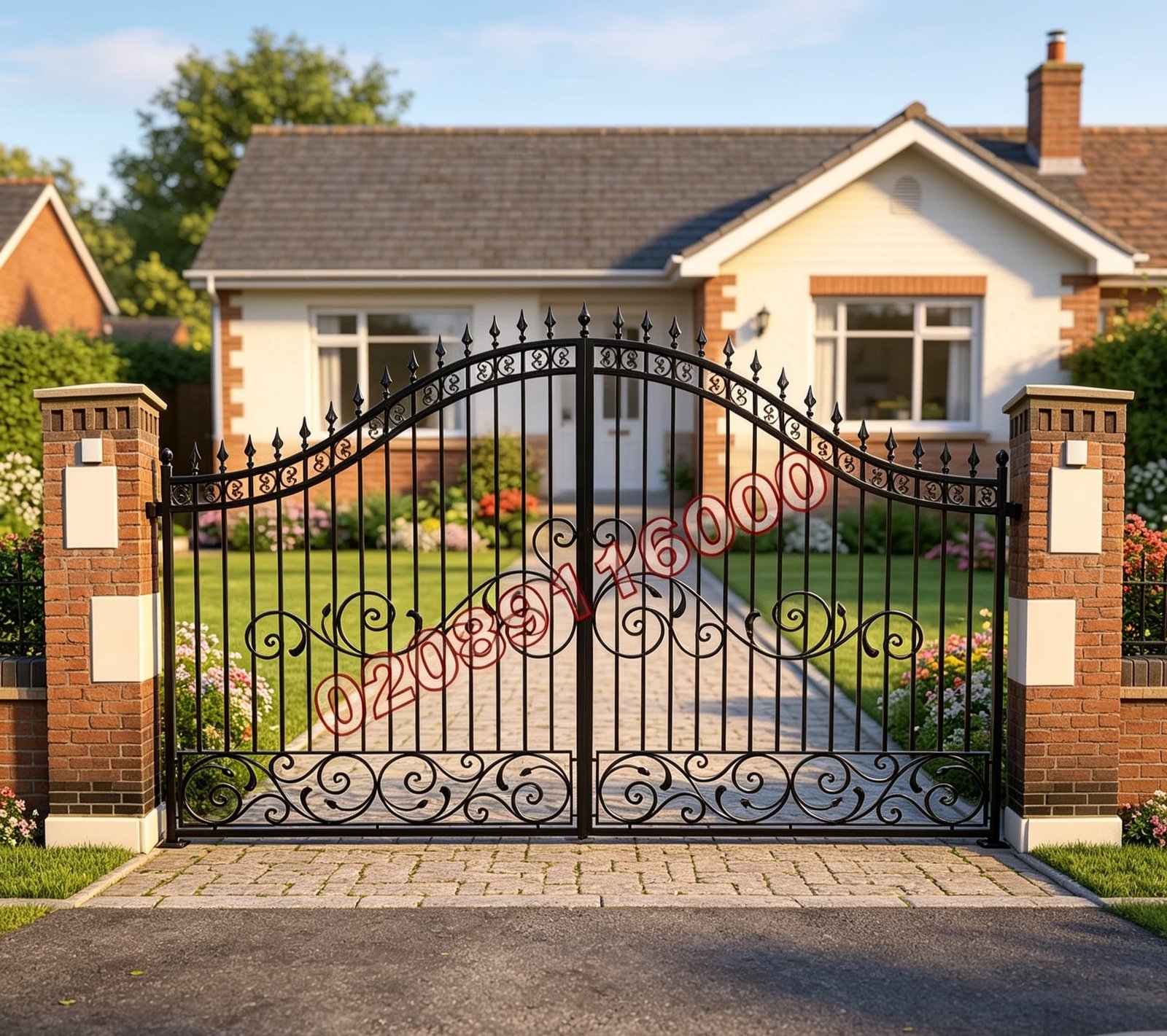 Highly Ornate Arched Wrought Iron Driveway Gates UKMDG64