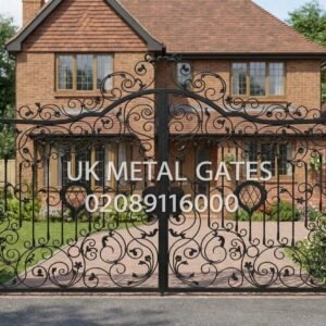 Intricate Scrollwork Wrought Iron Driveway Gates UKMDG4
