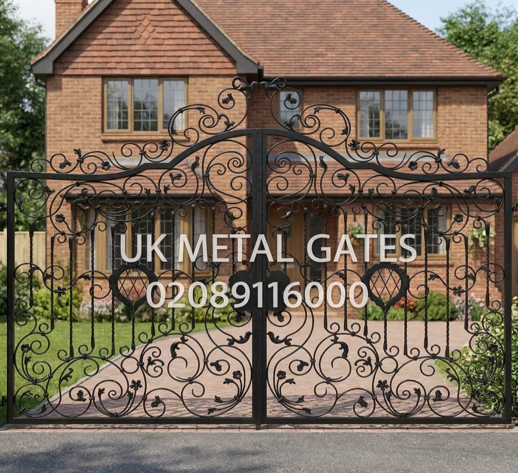 Intricate Scrollwork Wrought Iron Driveway Gates UKMDG4