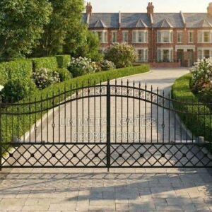 Lattice Base Arched Wrought Iron Driveway Gates UKMDG46
