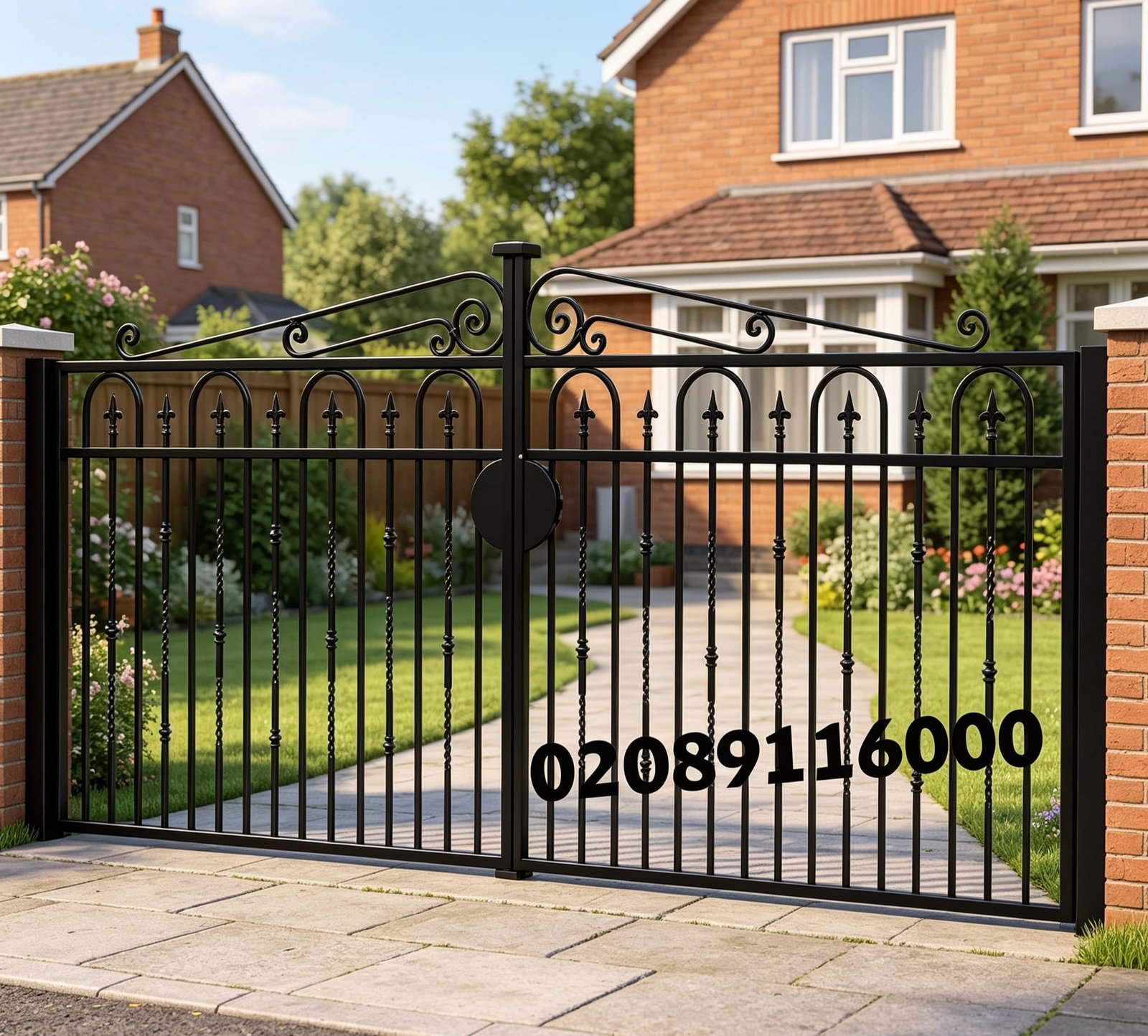 Made-to-Measure Arched Metal Driveway Gates with Hoop Detail UKMDG100