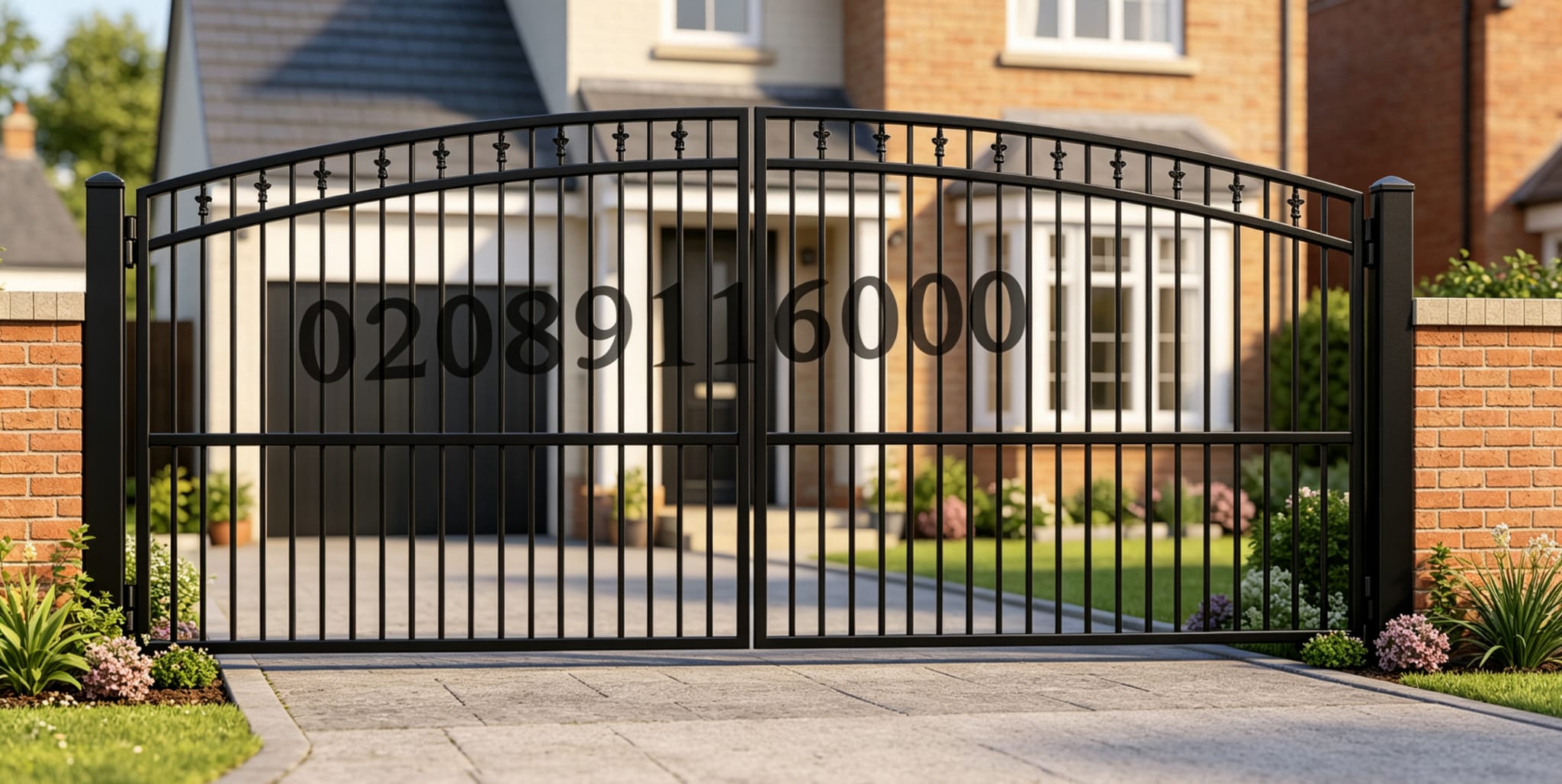 Made-to-Measure Arched Metal Driveway Gates with Spear Finials UKMDG127