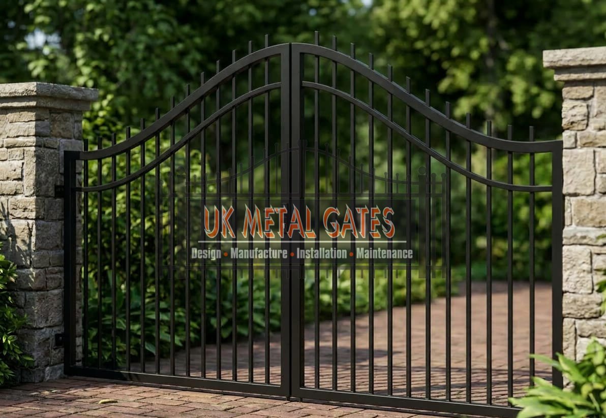 Made-to-Measure Contemporary Arched Metal Driveway Gates UKMDG206