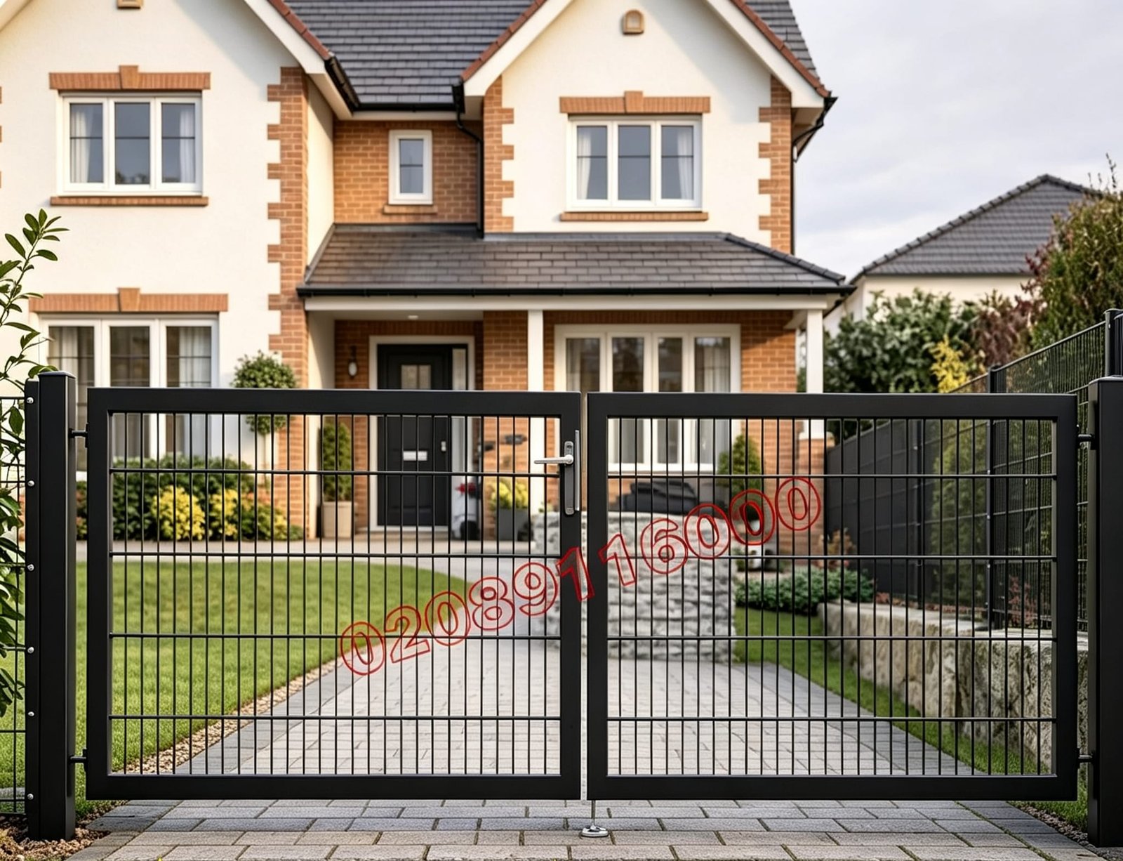 Modern Twin Wire Mesh Metal Driveway Gates UKMDG141