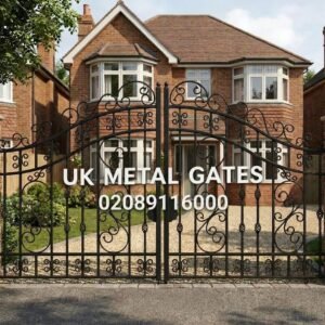 Ornate Scrollwork Bow Top Wrought Iron Driveway Gates UKMDG2