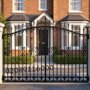 Traditional Arched Scrollwork Metal Driveway Gates UKMDG87