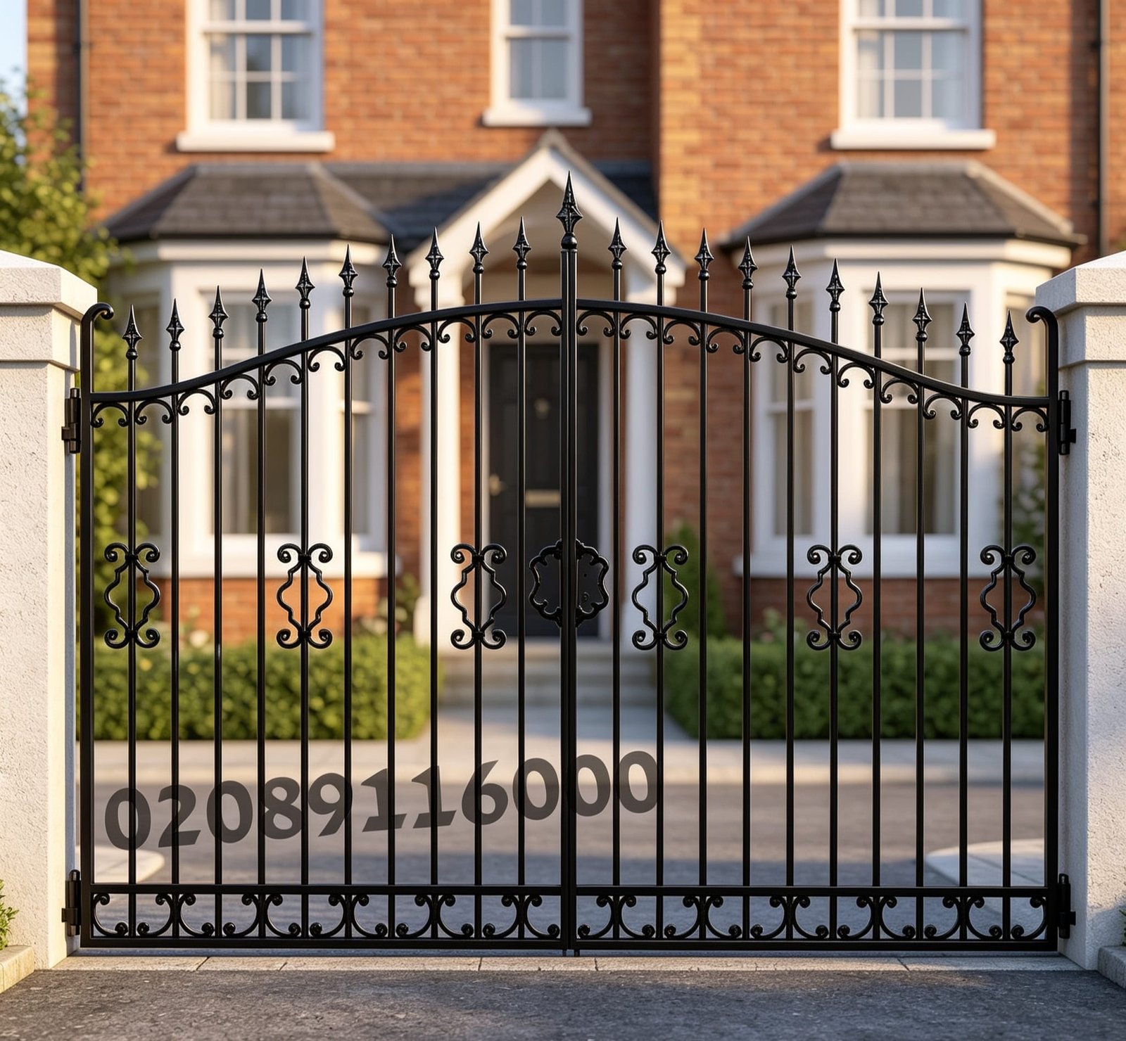 Traditional Arched Scrollwork Metal Driveway Gates UKMDG87