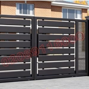 Modern Horizontal Slat Metal Driveway Gates UKMDG138