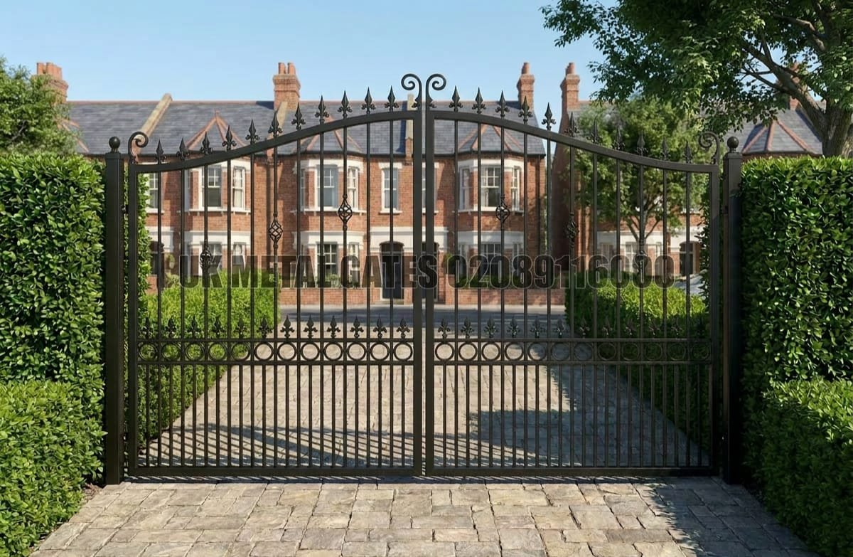 Traditional Bell Top Wrought Iron Driveway Gates UKMDG145