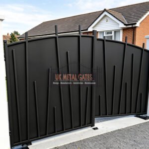Modern Solid Panel Arched Metal Driveway Gates UKMDG60