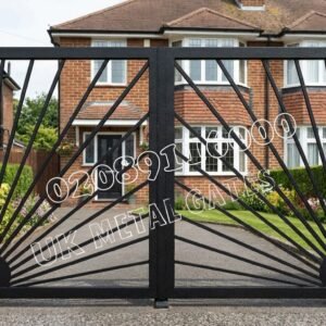 Modern Sunburst Design Metal Driveway Gates UKMDG22