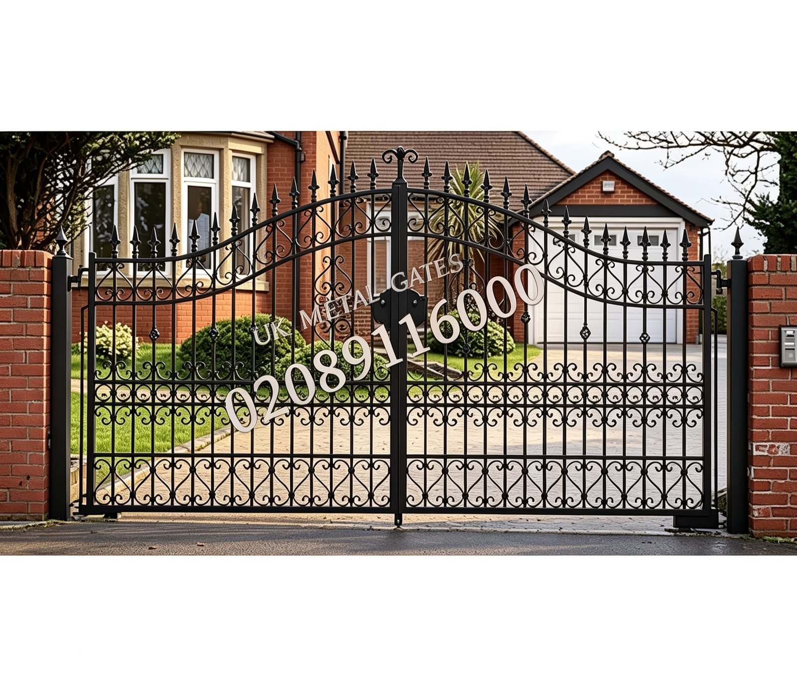 Ornate Bell Top Wrought Iron Driveway Gates UKMDG50