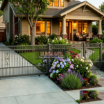 Ornamental Iron Sliding Gate with Scroll Centrepiece