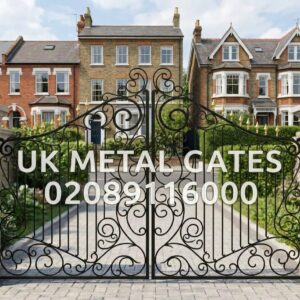 Ornate Wrought Iron Driveway Gates with Gold Spear Finials UKMDG7