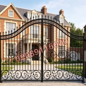 Ornate Scrollwork Arched Metal Driveway Gates UKMDG61