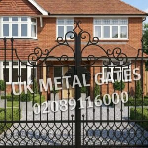 Ornate Scrollwork Arched Wrought Iron Driveway Gates UKMDG26