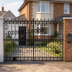 Scalloped Top Wrought Iron Driveway Gates with Spearheads UKMDG88