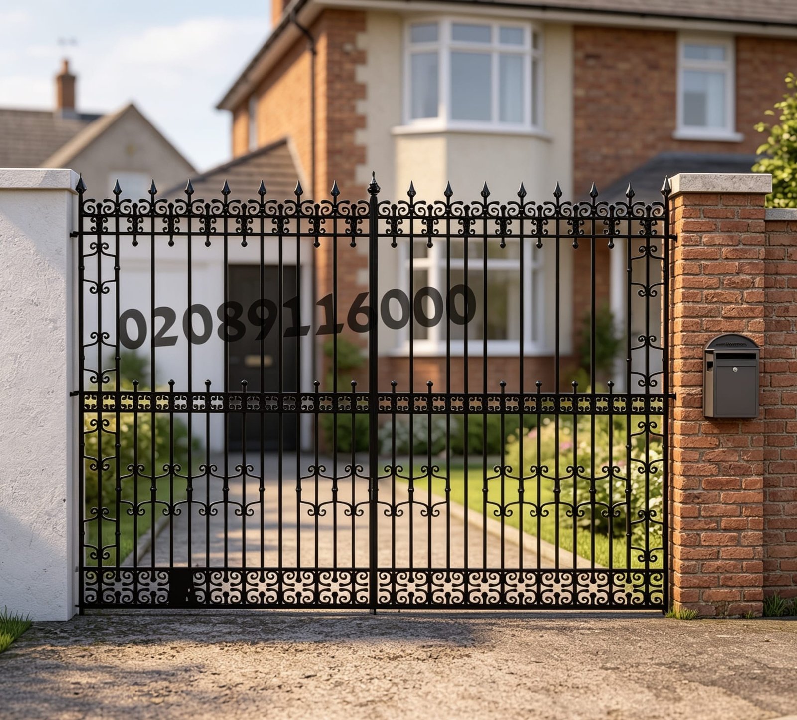 Scalloped Top Wrought Iron Driveway Gates with Spearheads UKMDG88