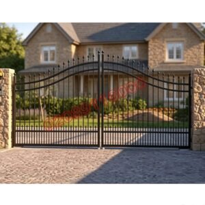 Traditional Arched Metal Driveway Gates with Spear Finials UKMDG135
