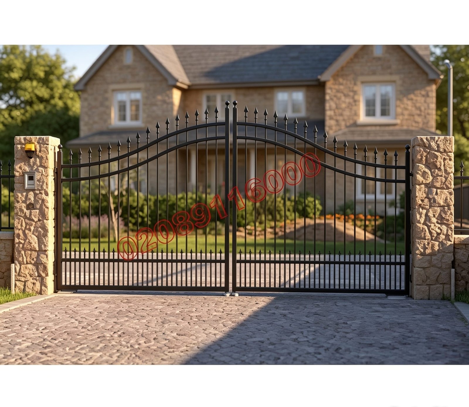 Traditional Arched Metal Driveway Gates with Spear Finials UKMDG135
