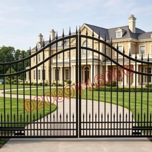 Traditional Arched Metal Driveway Gates with Finials UKMDG58