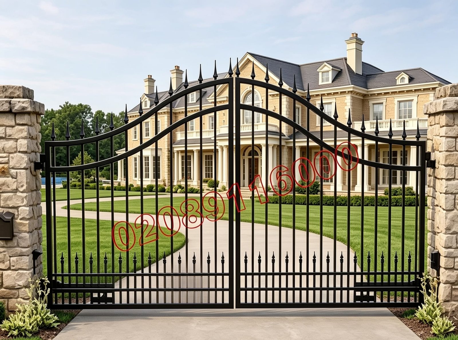 Traditional Arched Metal Driveway Gates with Finials UKMDG58