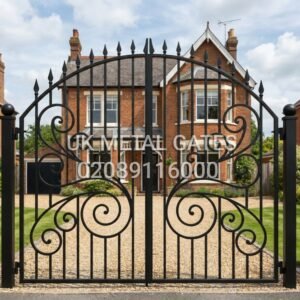 Traditional Arched Wrought Iron Driveway Gates UKMDG3