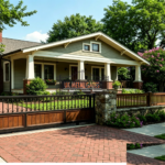 Wrought Iron Scroll Sliding Gate with Timber Panel