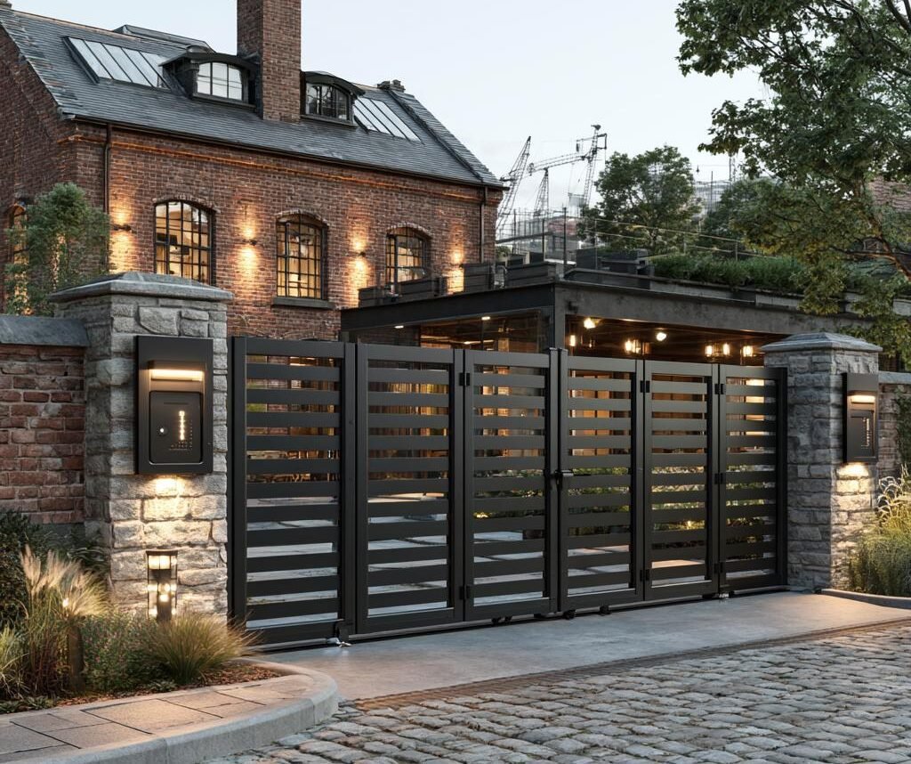 ukabf2 horizontal slat aluminium bi fold gates
