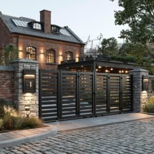 Charcoal Horizontal Slat Aluminium Bi Fold Gates