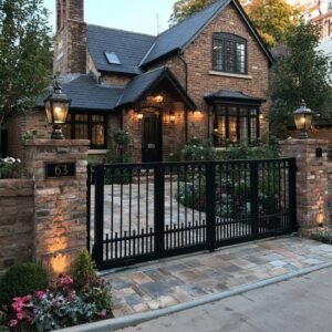 Ring-Top Vertical Bar Aluminium Bi Fold Gates