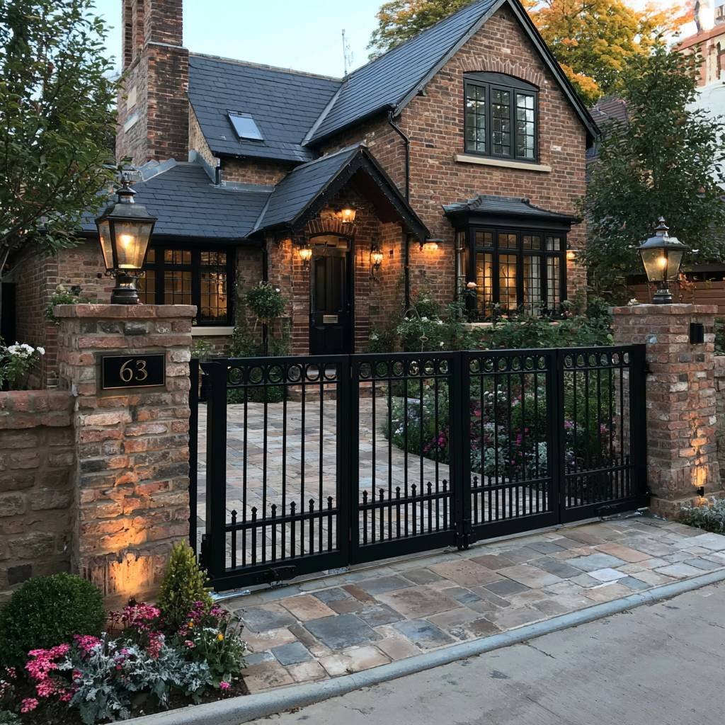 Ring-Top Vertical Bar Aluminium Bi Fold Gates