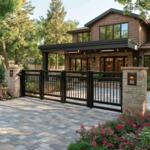 Narrow Vertical Slat Aluminium Bi Fold Gates