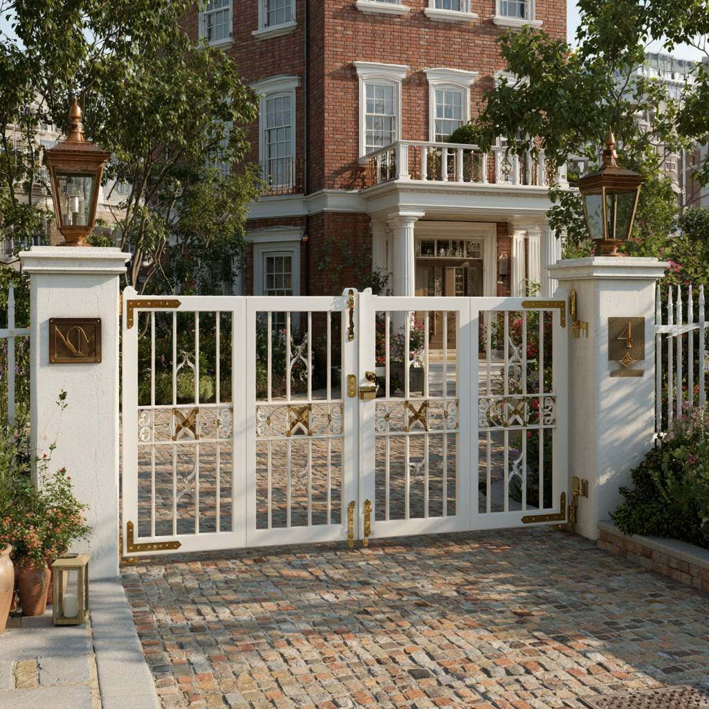 Ornate Gold-Detail Aluminium Bi Fold Gates