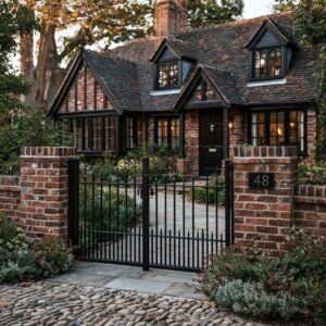 Traditional Straight-Top Spear Railing Aluminium Driveway Gates