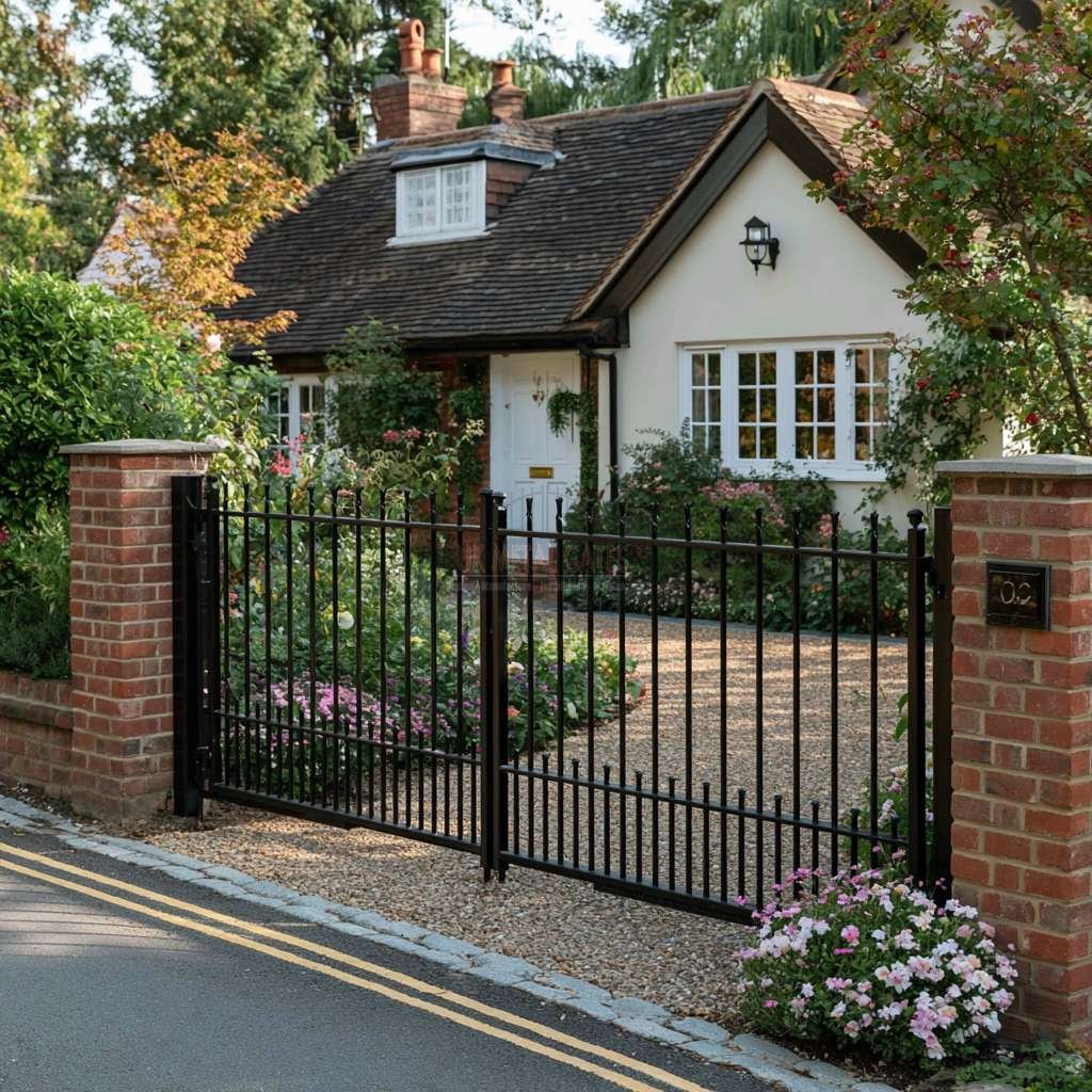 Traditional Straight-Top Ball-Finial Aluminium Driveway Gates