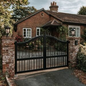 Ornate Arched Scroll-Top Aluminium Driveway Gates