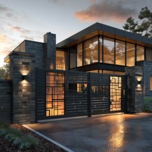 Contemporary Geometric Maze-Panel Aluminium Driveway Gates