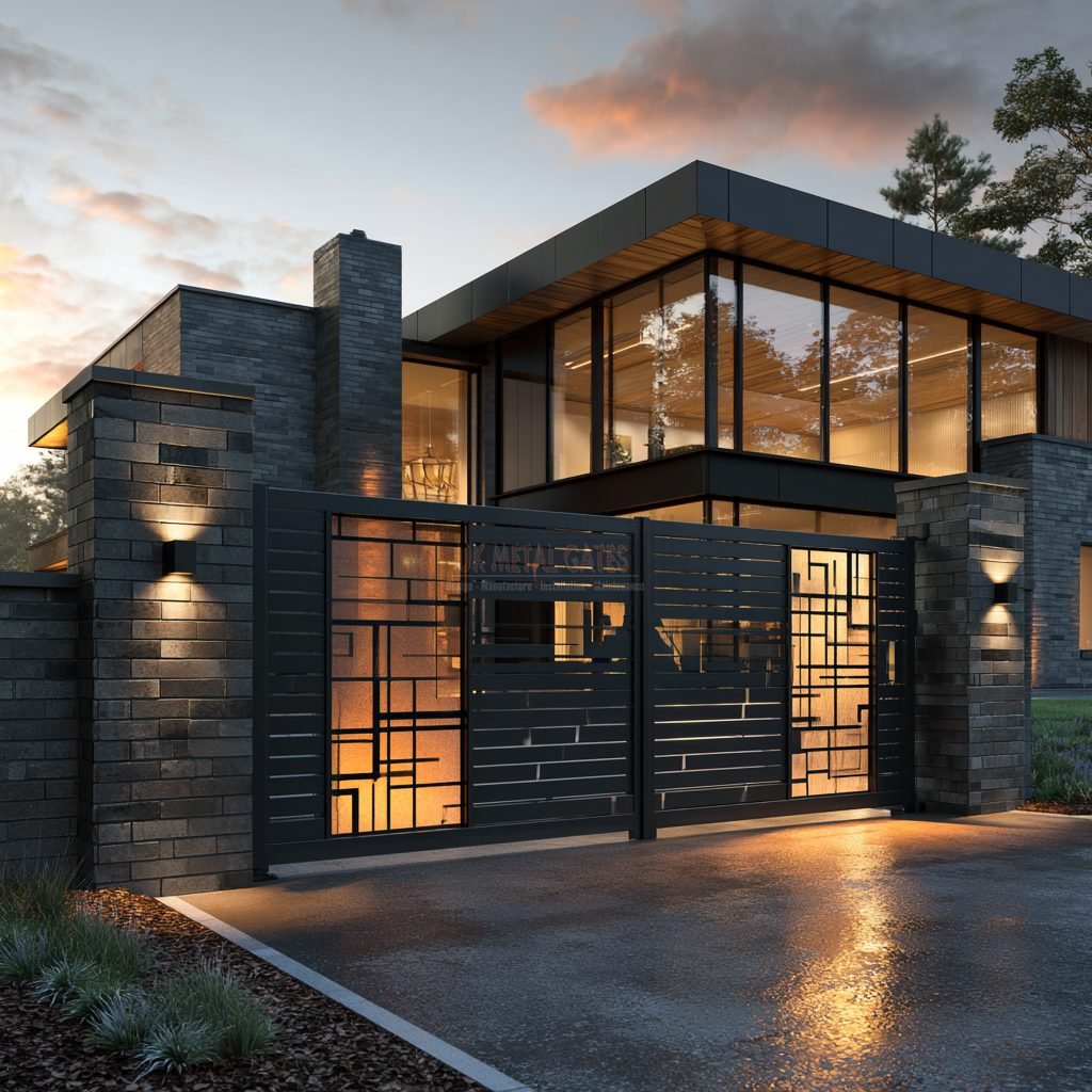 Contemporary Geometric Maze-Panel Aluminium Driveway Gates