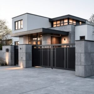Contemporary Slim-Bar Sliding-Style Aluminium Driveway Gates