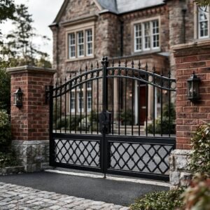 Traditional Arched Lattice-Base Aluminium Driveway Gates