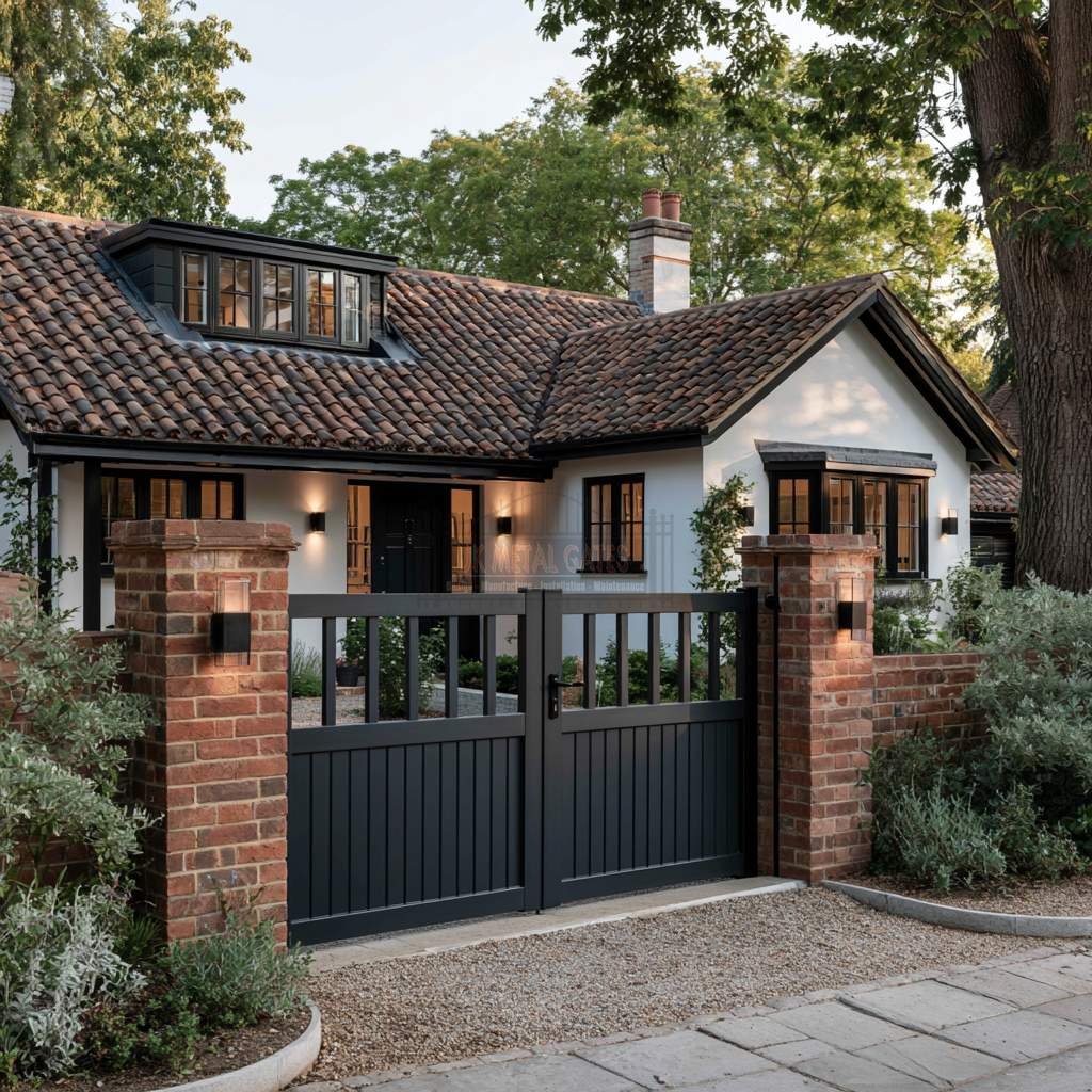 Contemporary Square Grid-Top Aluminium Driveway Gates