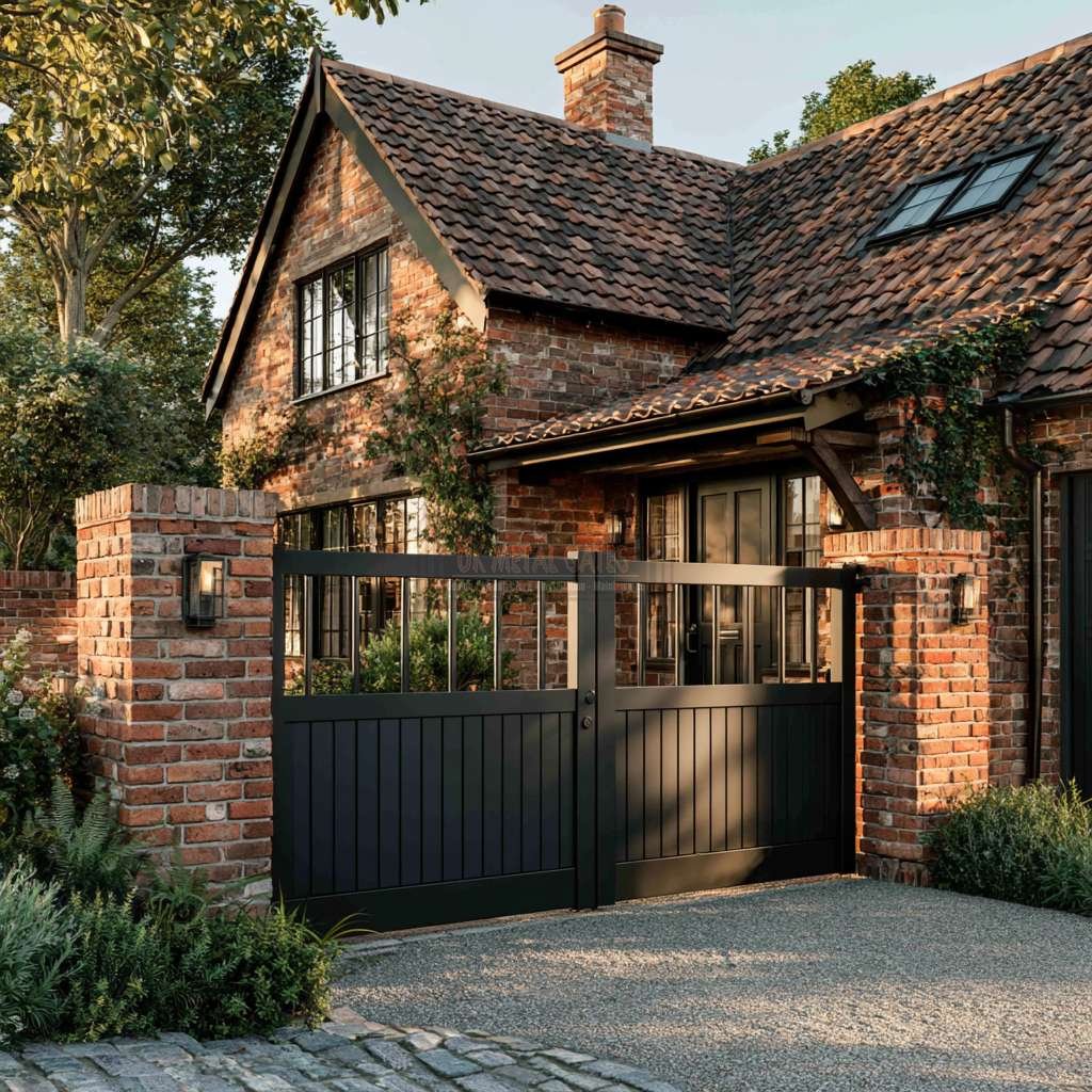 Contemporary Narrow-Top Slat Aluminium Driveway Gates