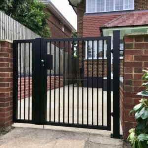 Aluminium Garden Gate – Vertical Bar (Porch), Converted barn garden entrance