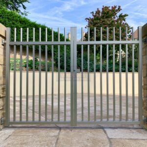Aluminium Garden Gate – Slatted Vertical Bar, New-build estate front garden